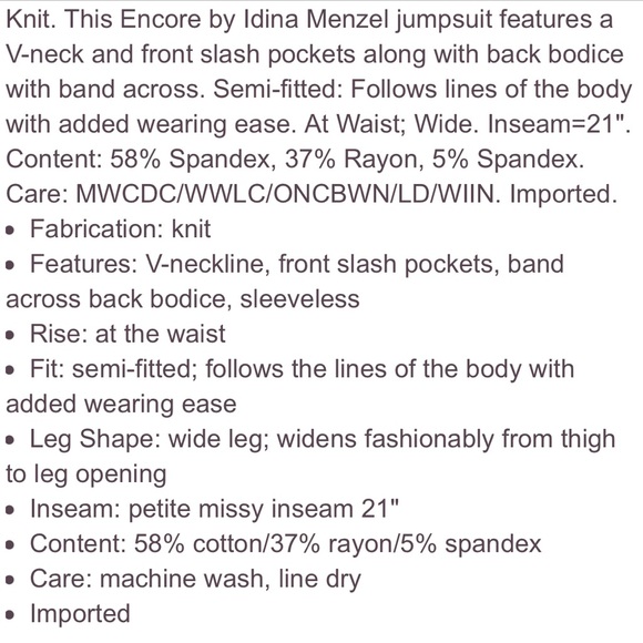 Encore by Idina Menzel Petite V-Neck Jumpsuit-M - Picture 3 of 7